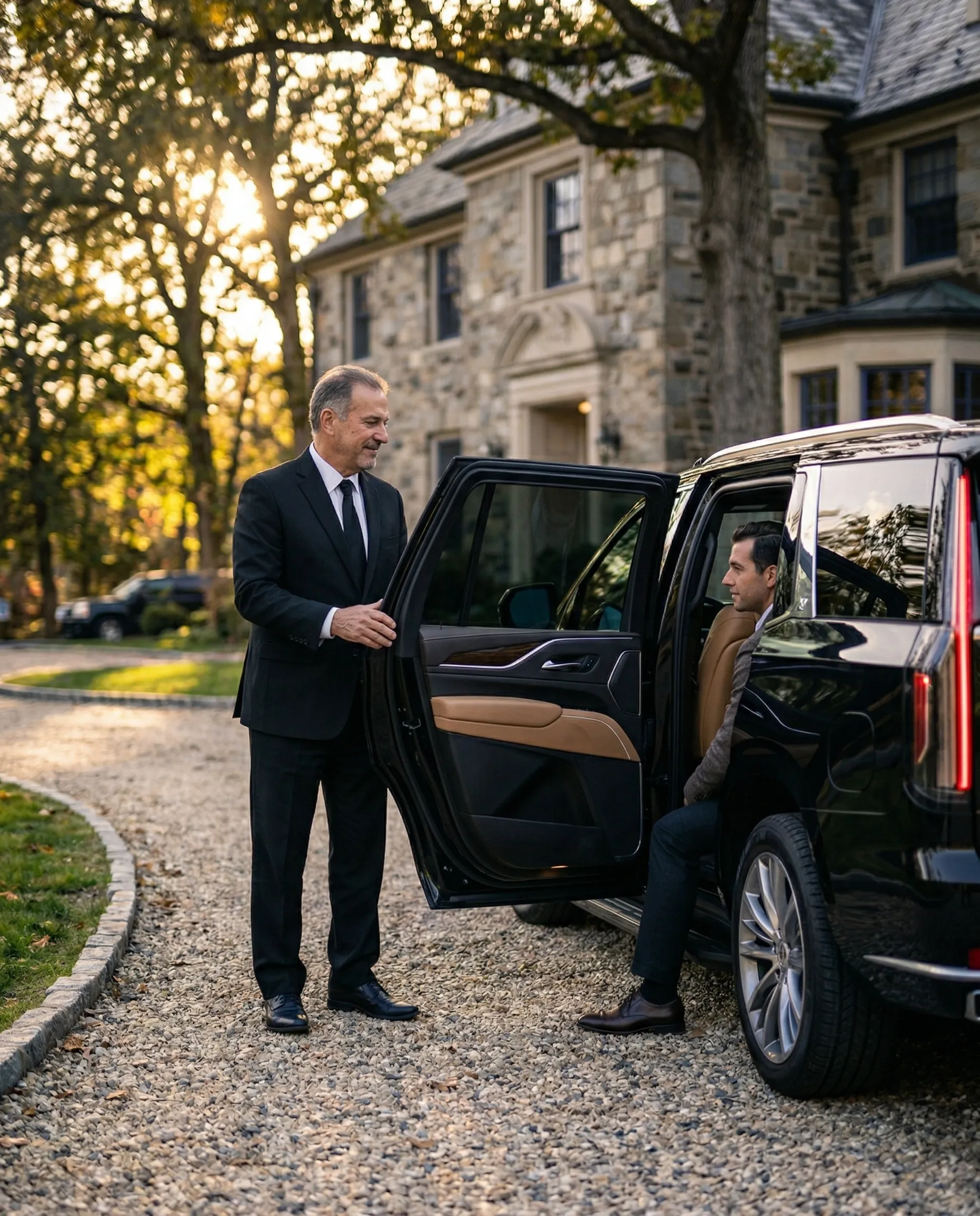 Luxury black car at night